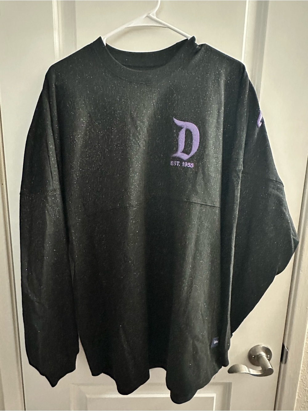 Disney Black Crewneck Sweater with Purple 'D' Logo